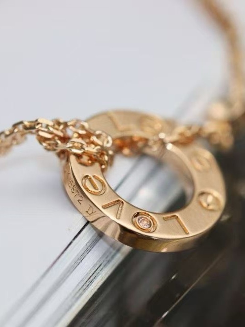 Love-Inspired Gold Circle Pendant Necklace